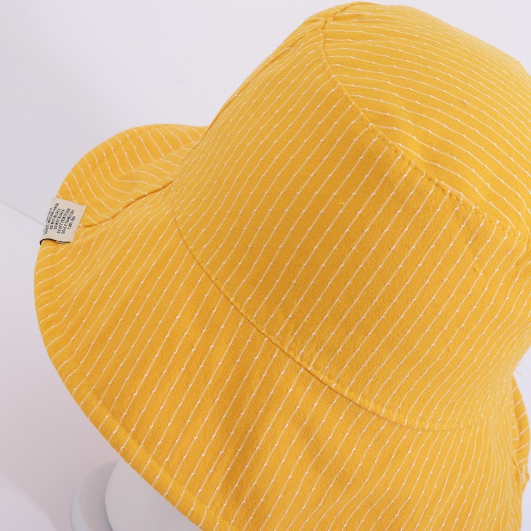 [Helen] Pink / Beige Brown / Yellow Reversible Thin Stripes Wide Bucket Hat Unisex