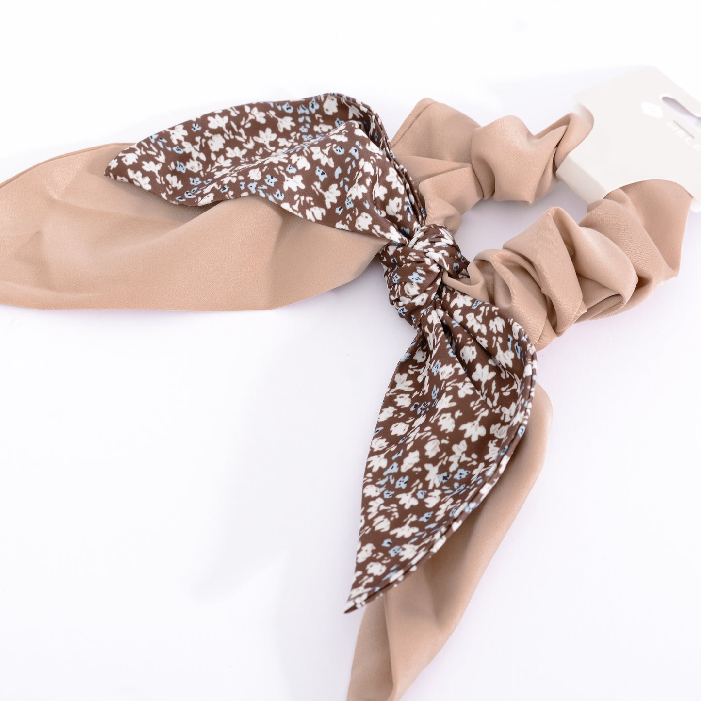[Helen] Black / Brown Large Big Bow Floral Flower Ribbon Satin Scrunchie Elastic Hair Tie