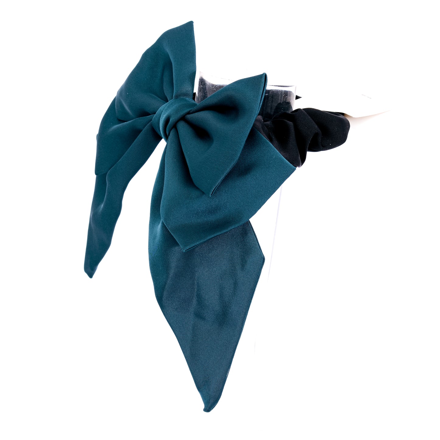 [Helen] Black / Beige / Blue Big Bow Ribbon Satin Scrunchie Elastic Hair Tie
