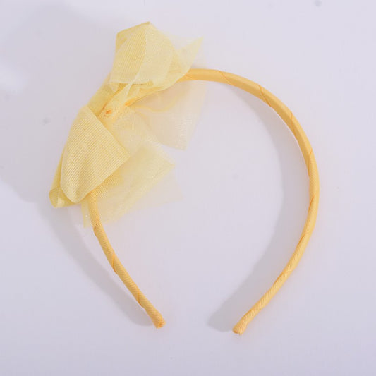 Pastel Blue / Yellow Large Ribbon Bow Headband Hairband Kids