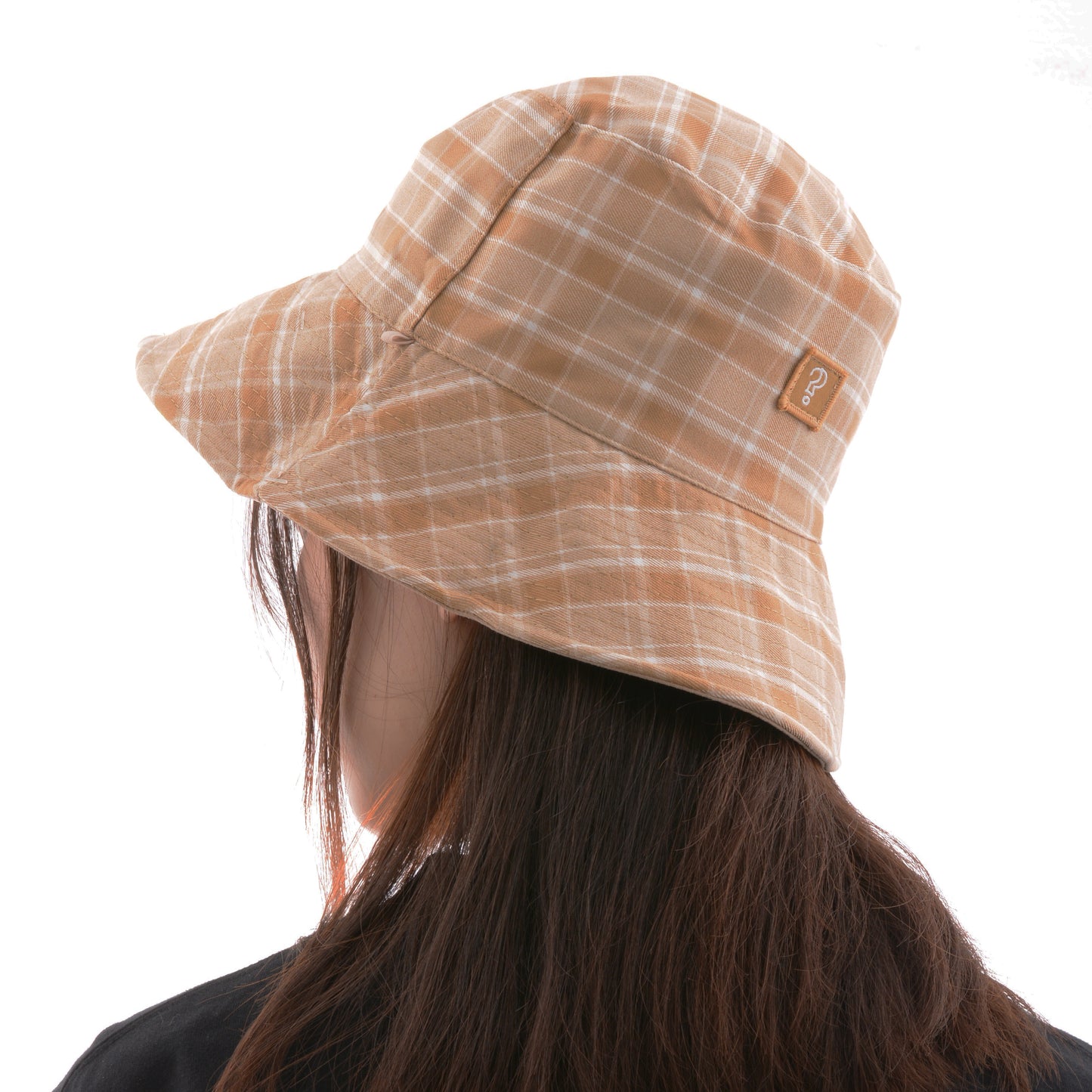 [Helen] Black / Pink / Brown Beige / Yellow Reversible Checkered Tartan Wide Bucket Hat Unisex