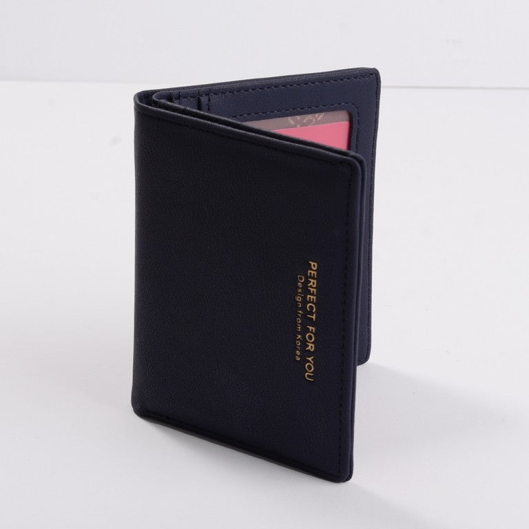 Korean Solid Colour Black / Pink / Navy / Pastel Blue / Dark Blue Multi-card Pocket Short Wallet Women Clutch
