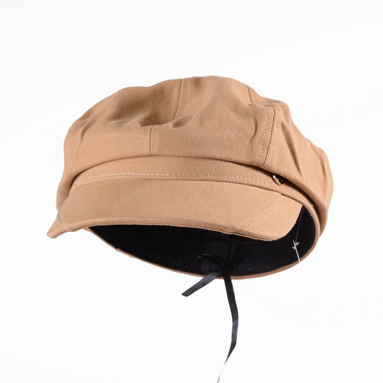 [Helen] Brown / Cream White Baret / Beret Hat with tongue Pepper cake hat with M Symbol