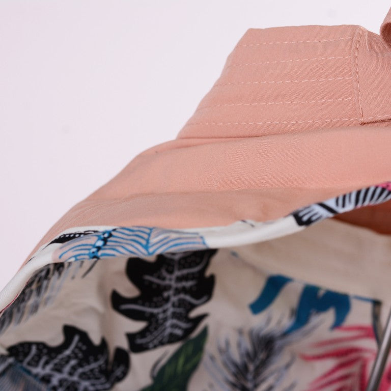[Helen] Foldable Summer Wide Brim Reversible Fashionable Big Cap Tropical Hawaii Sun Hat Women Pink / Black / Brown