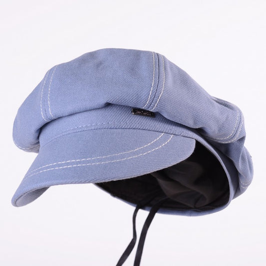[Helen] Light Denim Blue / Denim Grey / Cream White Baret / Beret Hat with tongue Pepper cake hat