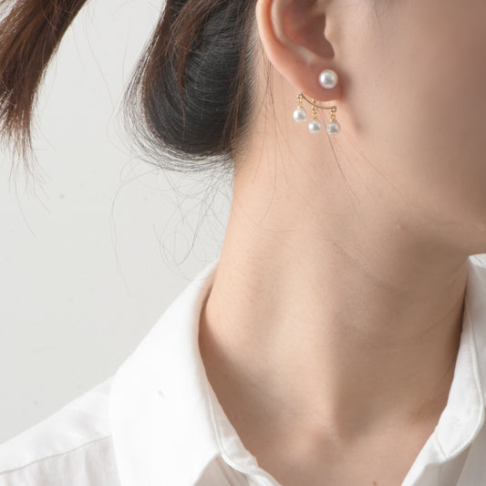 Dainty Gold Plated Pearl Earrings